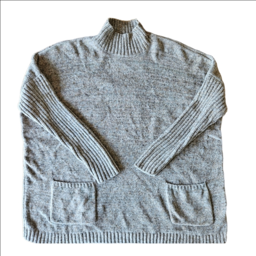 J. Jill Chenille Oversized Cozy Oatmeal Turtleneck Sweater Women's Size Small